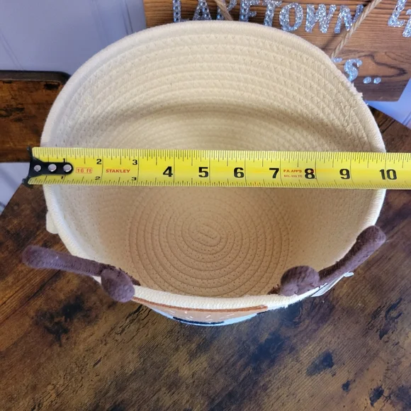 Deer woven Rope Basket Antlers felt deer face with handles - Picture 4 of 8